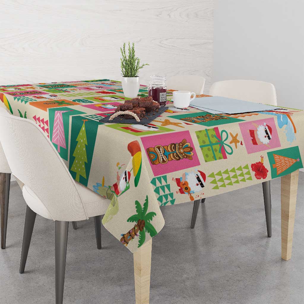 Mele Kalikimaka Hawaii Christmas Tablecloth Funny Santan Hippie Style