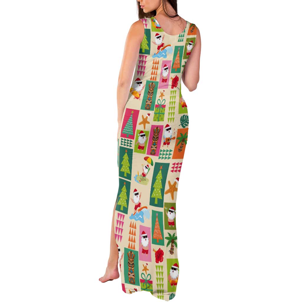 Mele Kalikimaka Hawaii Christmas Tank Maxi Dress Funny Santan Hippie Style