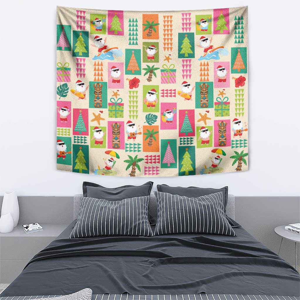 Mele Kalikimaka Hawaii Christmas Tapestry Funny Santan Hippie Style