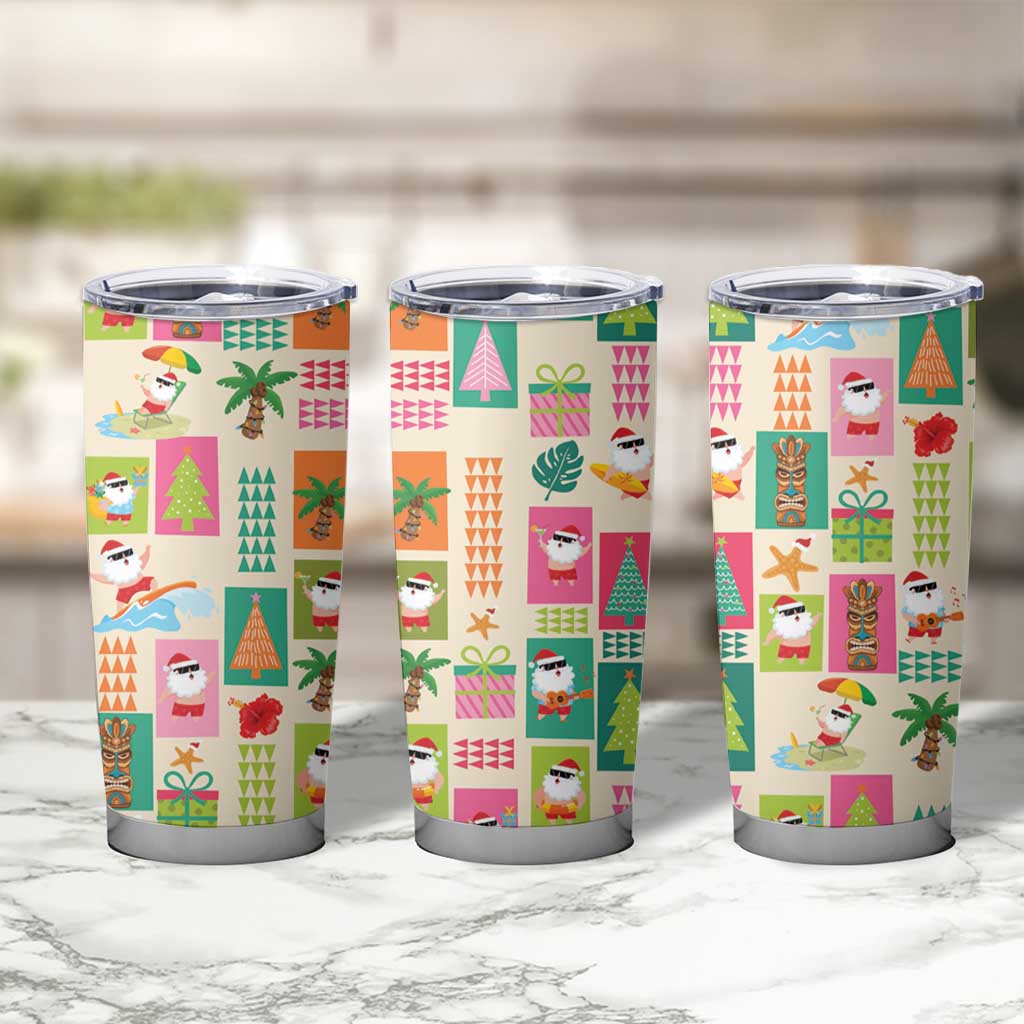 Mele Kalikimaka Hawaii Christmas Tumbler Cup Funny Santan Hippie Style