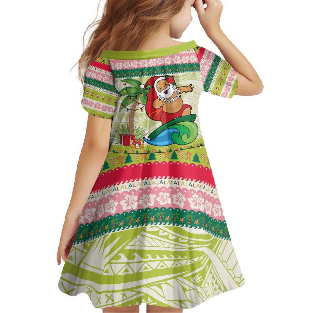 Mele Kalikimaka Hawaii Christmas Family Matching Mermaid Dress and Hawaiian Shirt Surfing Santa with Polynesian Tribal
