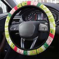 Mele Kalikimaka Hawaii Christmas Steering Wheel Cover Surfing Santa with Polynesian Tribal