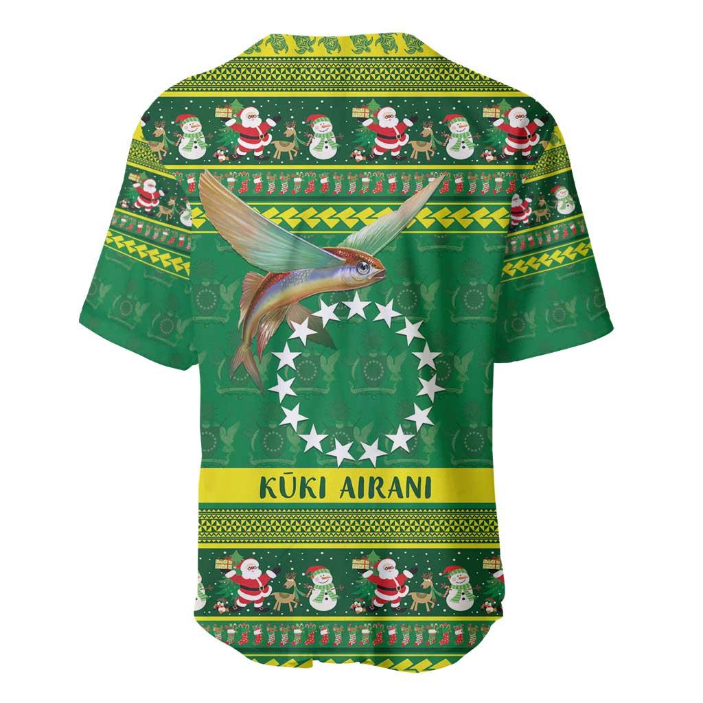 Meri Kiritimiti Cook Islands Christmas Baseball Jersey Maroro Flying Fish and White Stars LT9 - Polynesian Pride