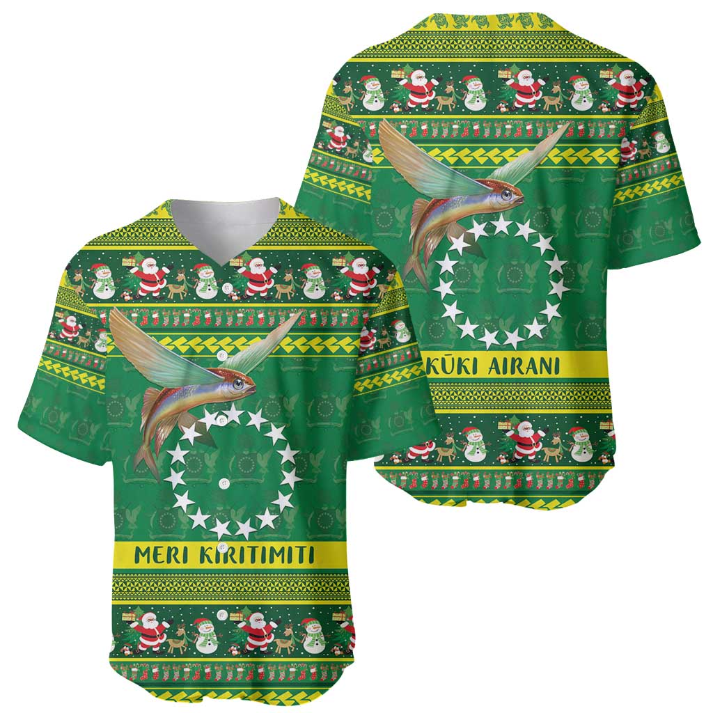 Meri Kiritimiti Cook Islands Christmas Baseball Jersey Maroro Flying Fish and White Stars LT9 - Polynesian Pride