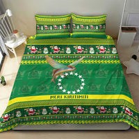Meri Kiritimiti Cook Islands Christmas Bedding Set Maroro Flying Fish and White Stars