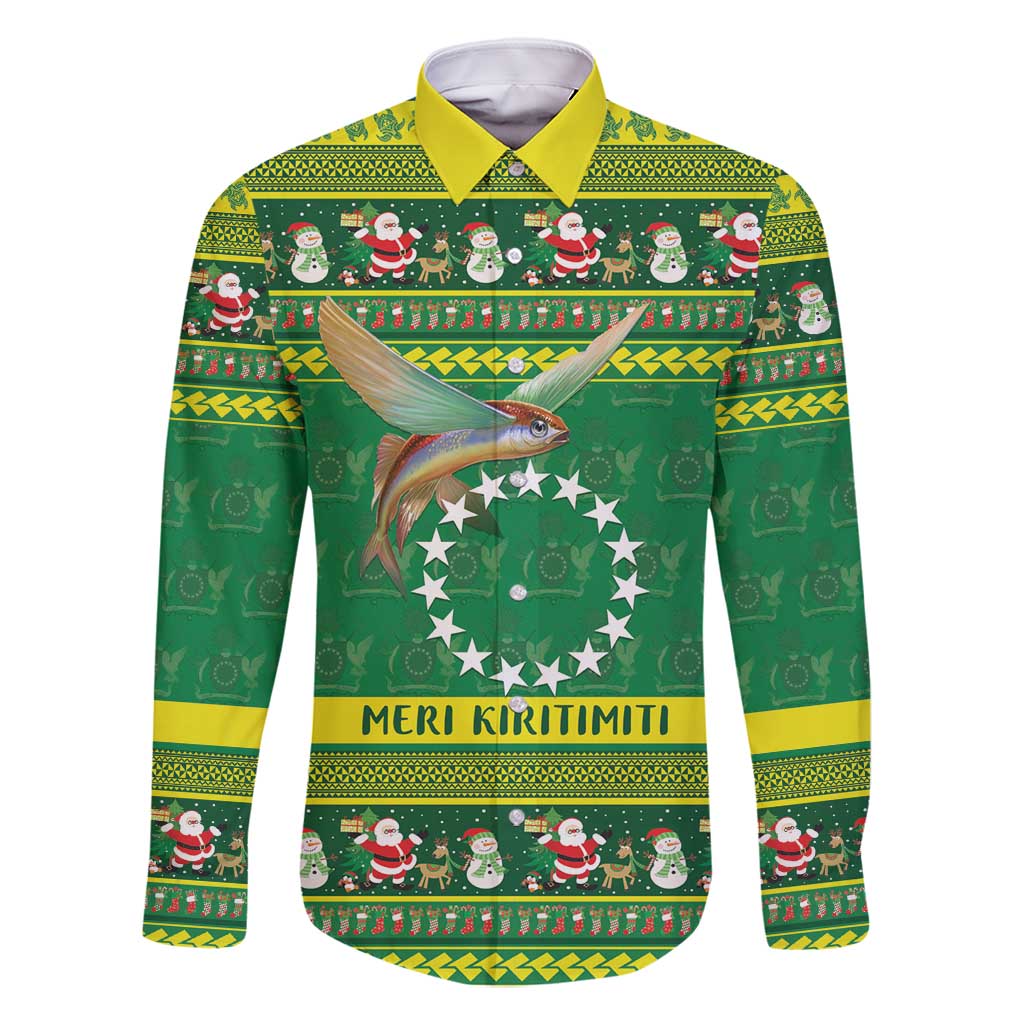 Meri Kiritimiti Cook Islands Christmas Family Matching Off Shoulder Short Dress and Hawaiian Shirt Maroro Flying Fish and White Stars