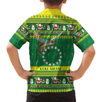 Meri Kiritimiti Cook Islands Christmas Kid Hawaiian Shirt Maroro Flying Fish and White Stars