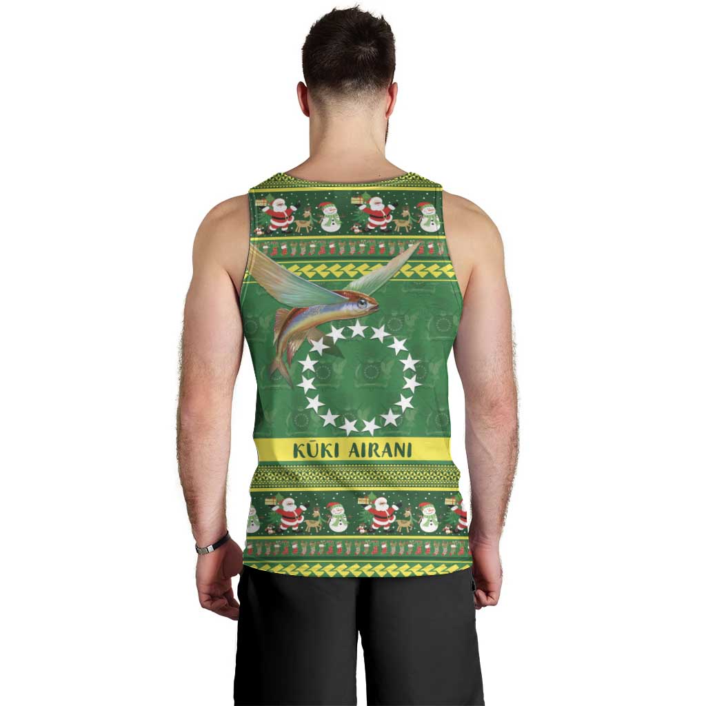 Meri Kiritimiti Cook Islands Christmas Men Tank Top Maroro Flying Fish and White Stars