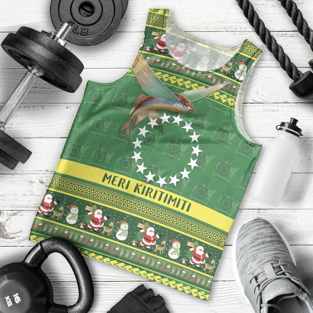 Meri Kiritimiti Cook Islands Christmas Men Tank Top Maroro Flying Fish and White Stars