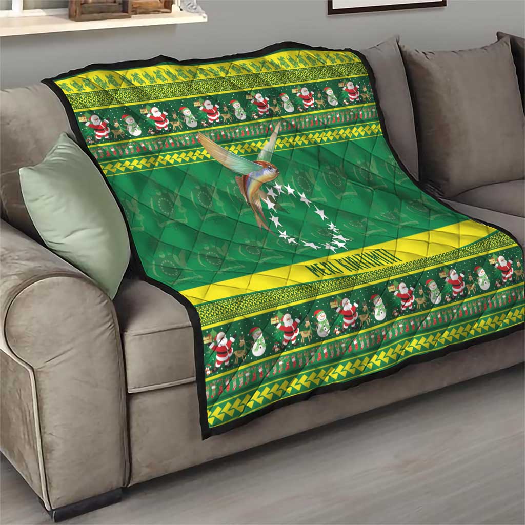 Meri Kiritimiti Cook Islands Christmas Quilt Maroro Flying Fish and White Stars LT9 - Polynesian Pride