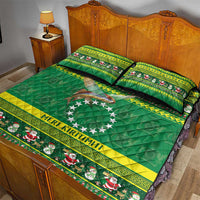 Meri Kiritimiti Cook Islands Christmas Quilt Bed Set Maroro Flying Fish and White Stars