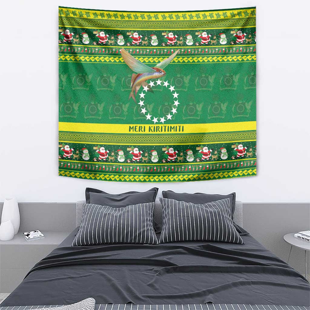 Meri Kiritimiti Cook Islands Christmas Tapestry Maroro Flying Fish and White Stars LT9 - Polynesian Pride