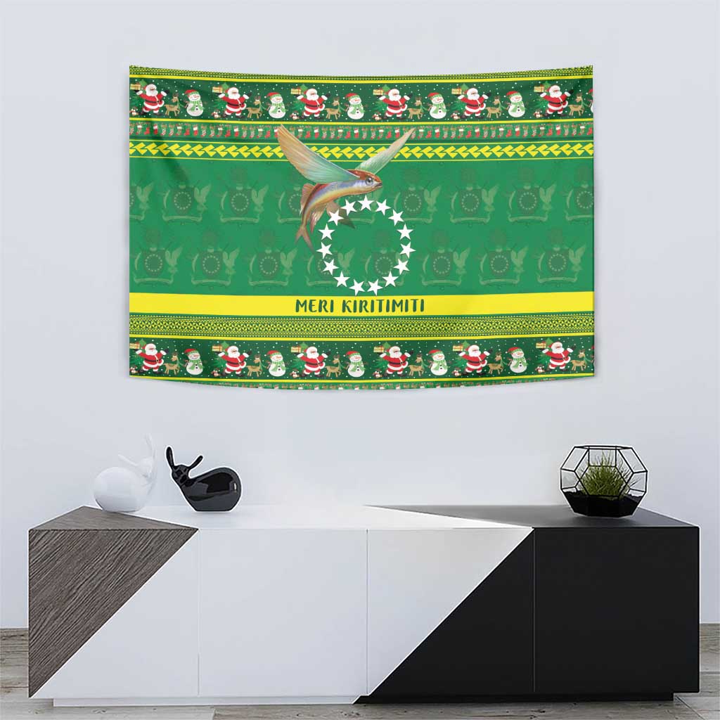 Meri Kiritimiti Cook Islands Christmas Tapestry Maroro Flying Fish and White Stars LT9 - Polynesian Pride