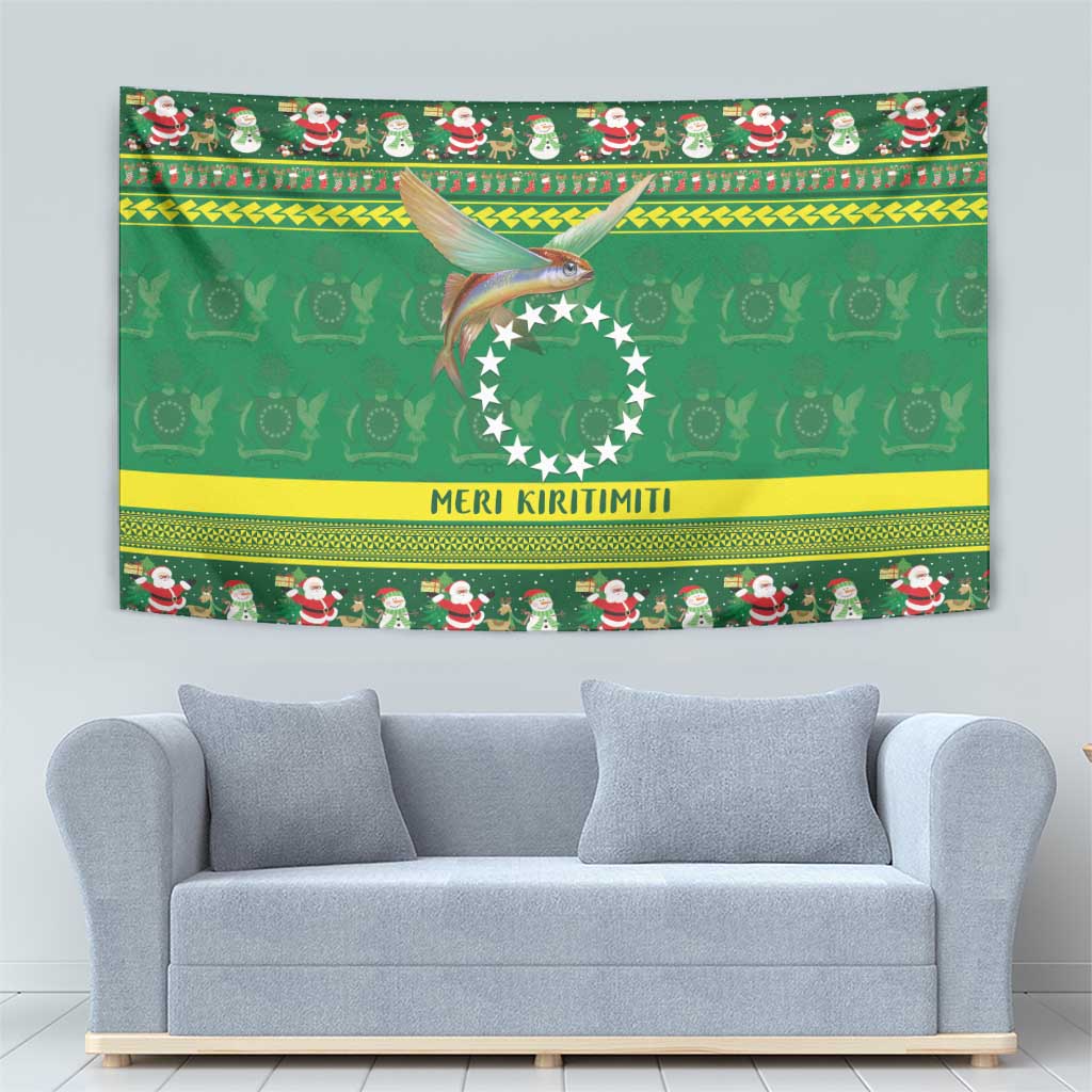 Meri Kiritimiti Cook Islands Christmas Tapestry Maroro Flying Fish and White Stars LT9 - Polynesian Pride