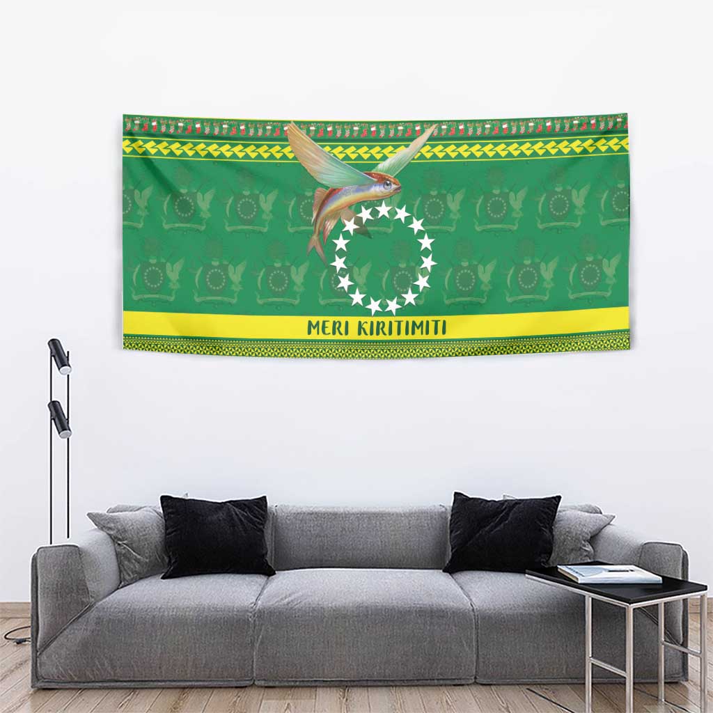 Meri Kiritimiti Cook Islands Christmas Tapestry Maroro Flying Fish and White Stars LT9 - Polynesian Pride