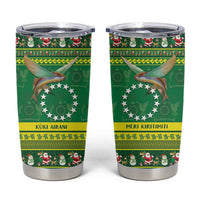 Meri Kiritimiti Cook Islands Christmas Tumbler Cup Maroro Flying Fish and White Stars