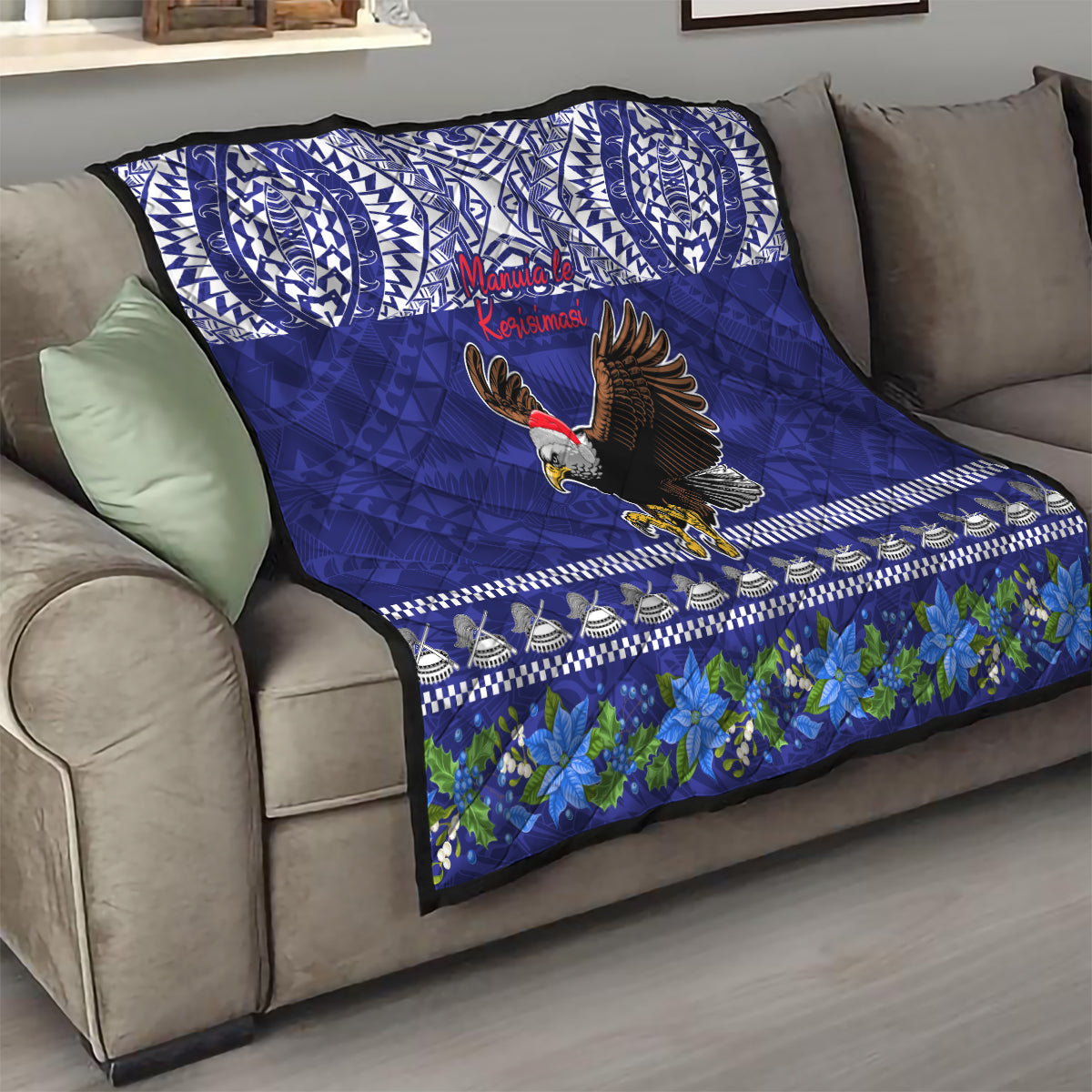 American Samoa Christmas Quilt Manuia le Kerisimasi Polynesian Tribal LT9 - Polynesian Pride