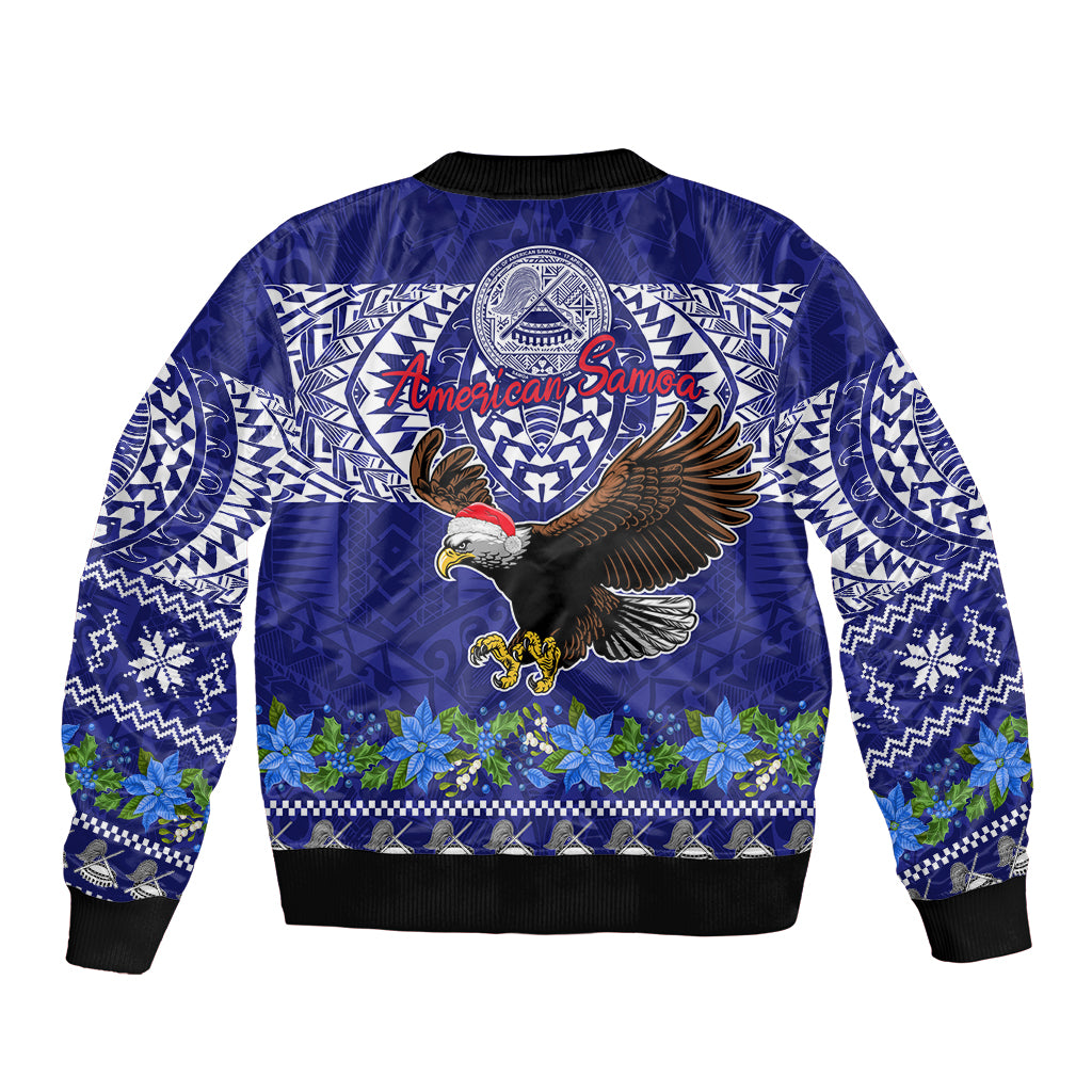 American Samoa Christmas Sleeve Zip Bomber Jacket Manuia le Kerisimasi Polynesian Tribal LT9 - Polynesian Pride