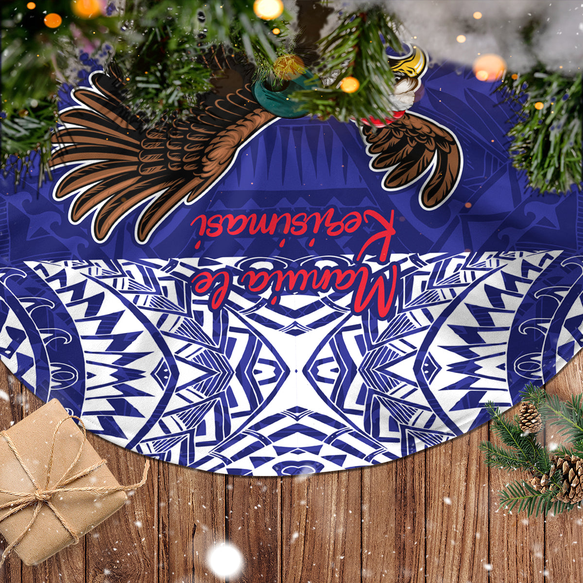 American Samoa Christmas Tree Skirt Manuia le Kerisimasi Polynesian Tribal LT9 - Polynesian Pride