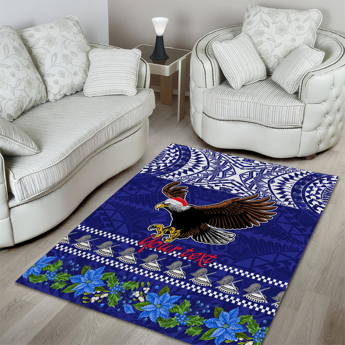 Personalised American Samoa Christmas Area Rug Manuia le Kerisimasi Polynesian Tribal LT9 - Polynesian Pride