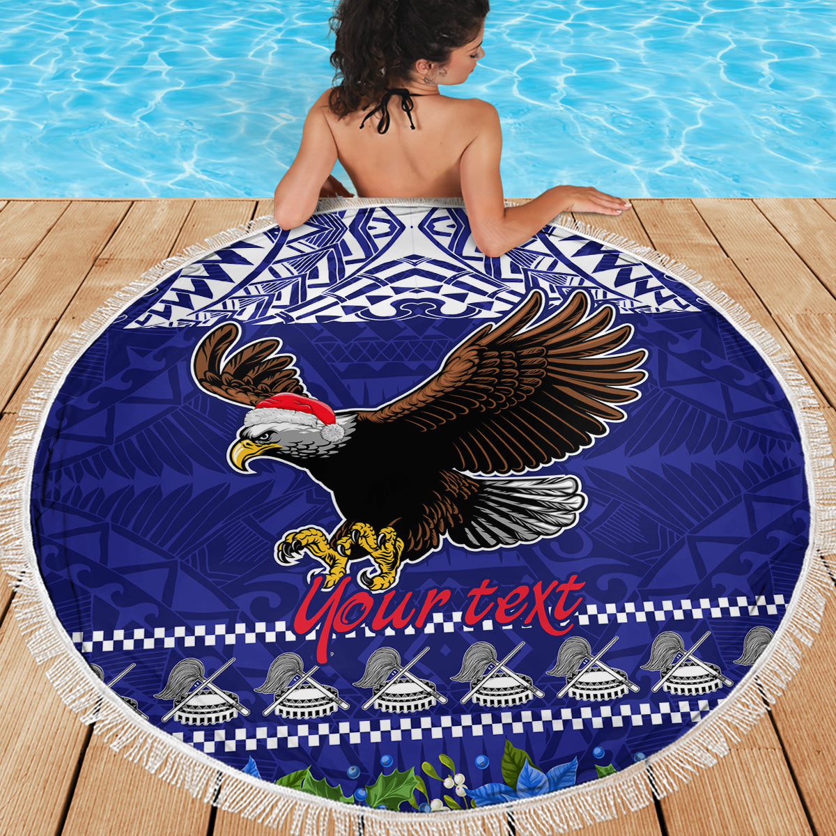 Personalised American Samoa Christmas Beach Blanket Manuia le Kerisimasi Polynesian Tribal LT9 - Polynesian Pride