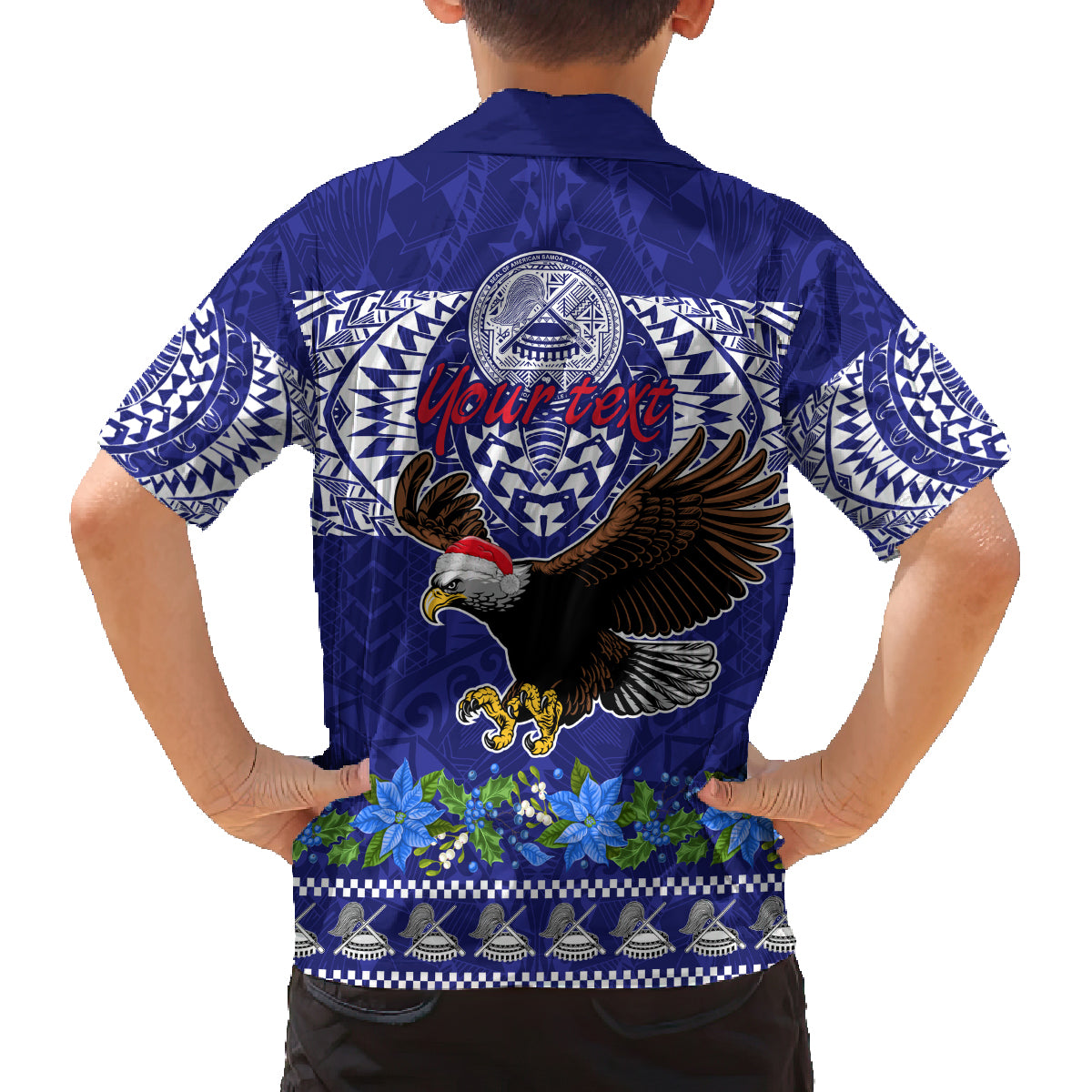 Personalised American Samoa Christmas Family Matching Long Sleeve Bodycon Dress and Hawaiian Shirt Manuia le Kerisimasi Polynesian Tribal LT9 - Polynesian Pride