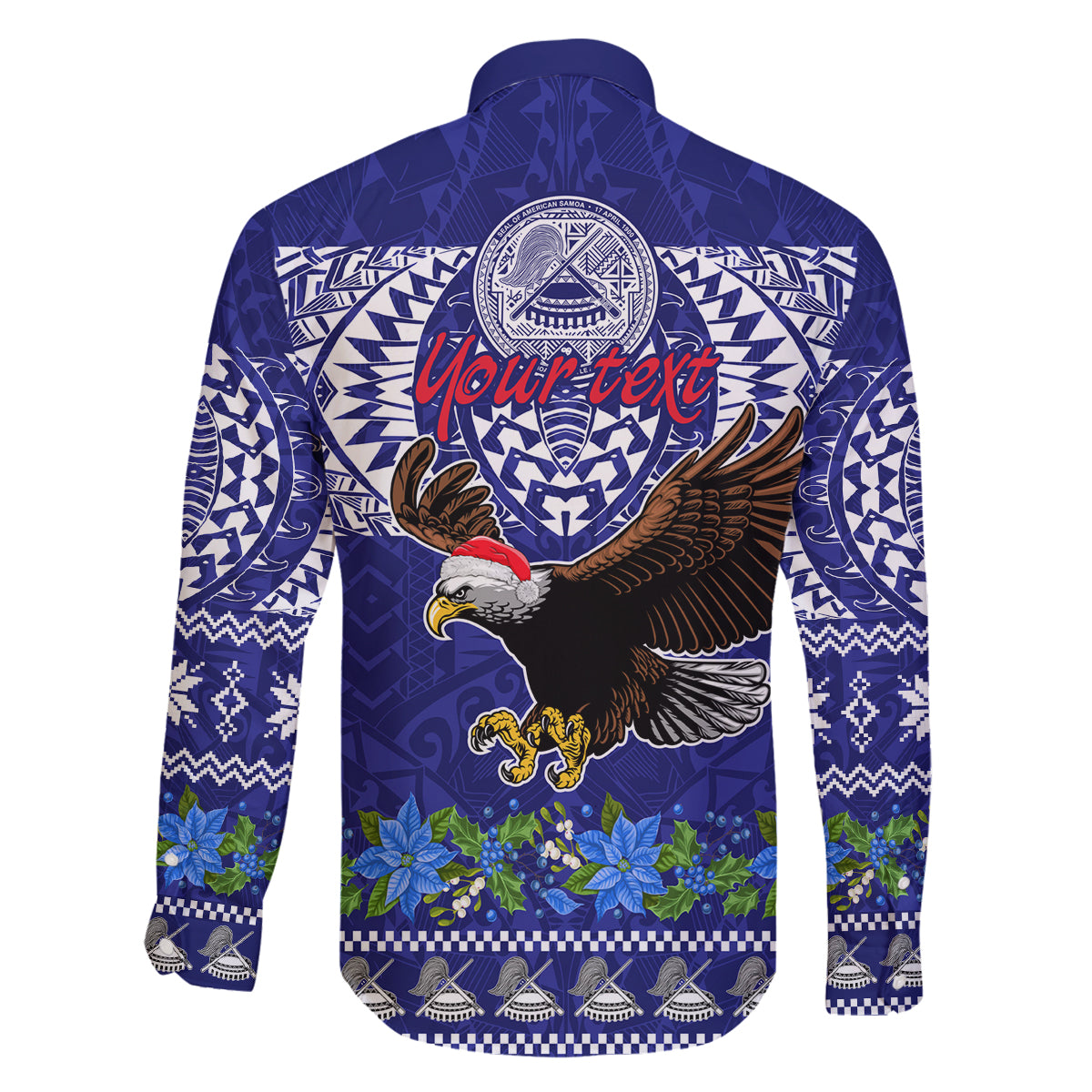 Personalised American Samoa Christmas Family Matching Long Sleeve Bodycon Dress and Hawaiian Shirt Manuia le Kerisimasi Polynesian Tribal LT9 - Polynesian Pride