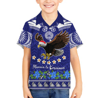 Personalised American Samoa Christmas Family Matching Long Sleeve Bodycon Dress and Hawaiian Shirt Manuia le Kerisimasi Polynesian Tribal LT9 Son's Shirt Blue - Polynesian Pride