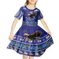 Personalised American Samoa Christmas Kid Short Sleeve Dress Manuia le Kerisimasi Polynesian Tribal LT9 - Polynesian Pride