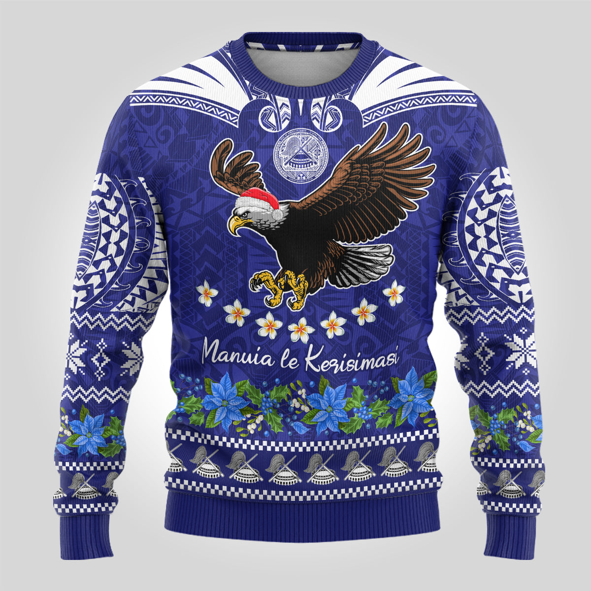 Personalised American Samoa Christmas Ugly Christmas Sweater Manuia le Kerisimasi Polynesian Tribal LT9 - Polynesian Pride