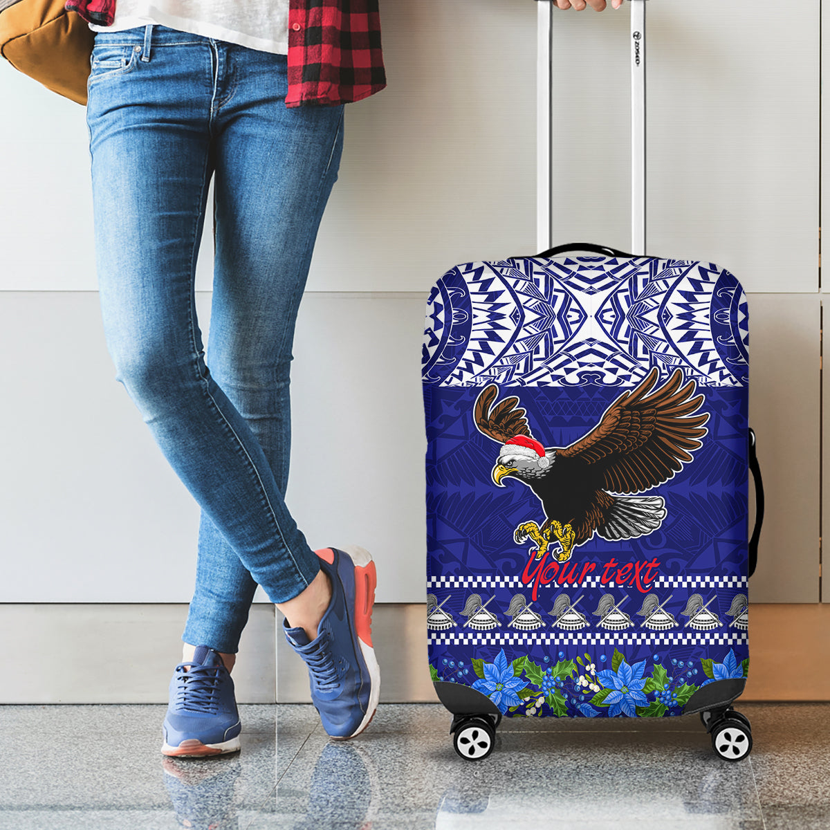 Personalised American Samoa Christmas Luggage Cover Manuia le Kerisimasi Polynesian Tribal LT9 - Polynesian Pride