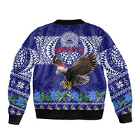 Personalised American Samoa Christmas Sleeve Zip Bomber Jacket Manuia le Kerisimasi Polynesian Tribal LT9 - Polynesian Pride