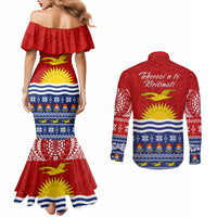 Kiribati Christmas Couples Matching Mermaid Dress and Long Sleeve Button Shirt Tekeraoi n Te Tiritimati Polynesian Tribal LT9 - Polynesian Pride