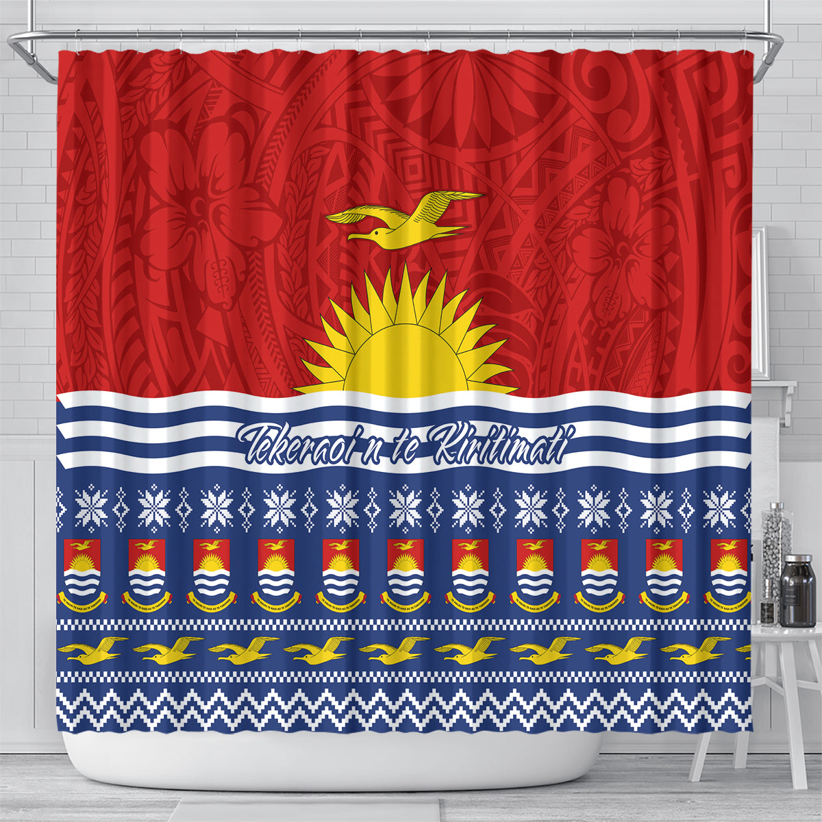 Kiribati Christmas Shower Curtain Tekeraoi n Te Tiritimati Polynesian Tribal LT9 - Polynesian Pride