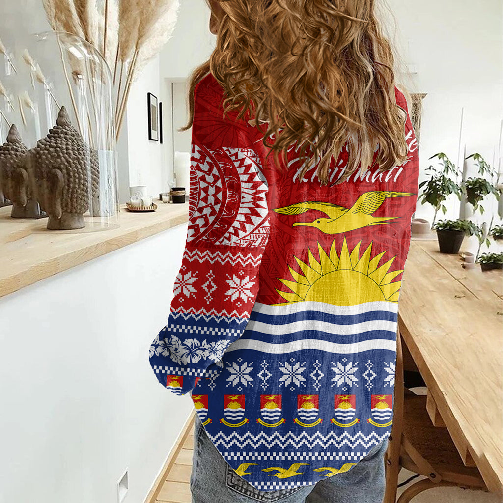 Kiribati Christmas Women Casual Shirt Tekeraoi n Te Tiritimati Polynesian Tribal LT9 - Polynesian Pride
