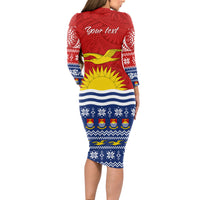 Personalised Kiribati Christmas Long Sleeve Bodycon Dress Tekeraoi n Te Tiritimati Polynesian Tribal LT9 - Polynesian Pride