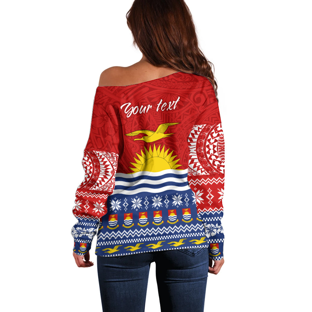 Personalised Kiribati Christmas Off Shoulder Sweater Tekeraoi n Te Tiritimati Polynesian Tribal LT9 - Polynesian Pride