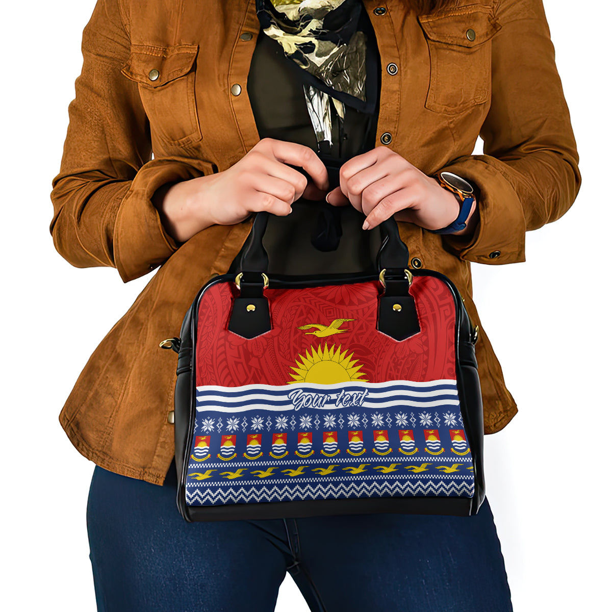 Personalised Kiribati Christmas Shoulder Handbag Tekeraoi n Te Tiritimati Polynesian Tribal LT9 - Polynesian Pride