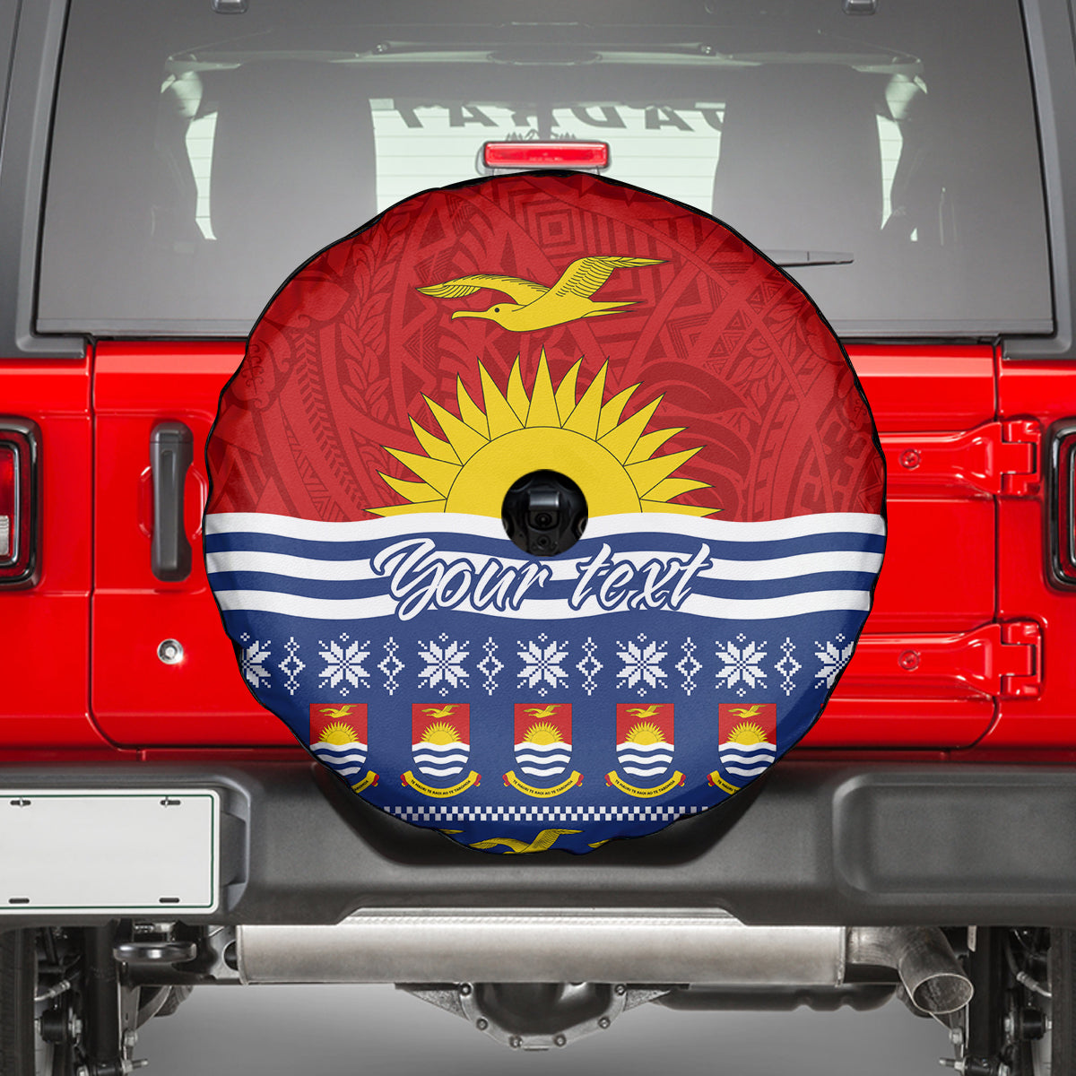 Personalised Kiribati Christmas Spare Tire Cover Tekeraoi n Te Tiritimati Polynesian Tribal LT9 - Polynesian Pride