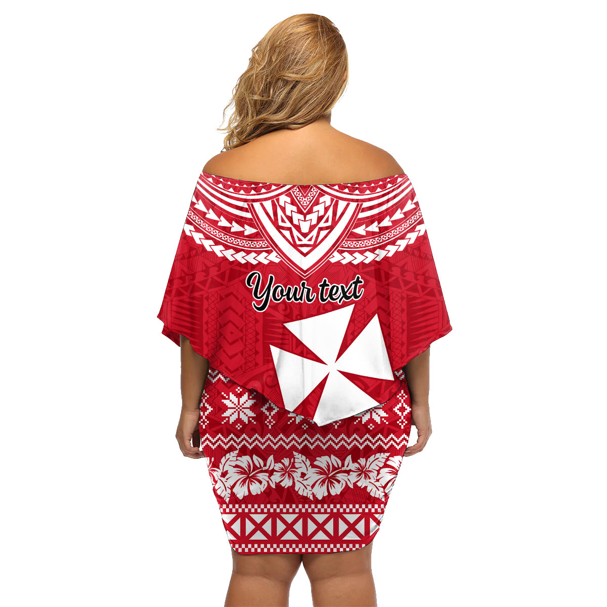 Personalised Wallis and Futuna Christmas Family Matching Off Shoulder Short Dress and Hawaiian Shirt Polynesian Tribal LT9 - Polynesian Pride