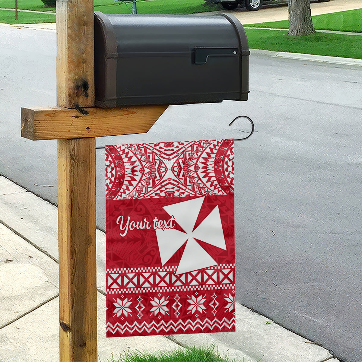 Personalised Wallis and Futuna Christmas Garden Flag Polynesian Tribal LT9 - Polynesian Pride