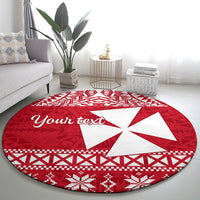 Personalised Wallis and Futuna Christmas Round Carpet Polynesian Tribal LT9 - Polynesian Pride