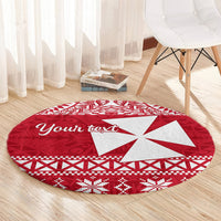 Personalised Wallis and Futuna Christmas Round Carpet Polynesian Tribal LT9 - Polynesian Pride