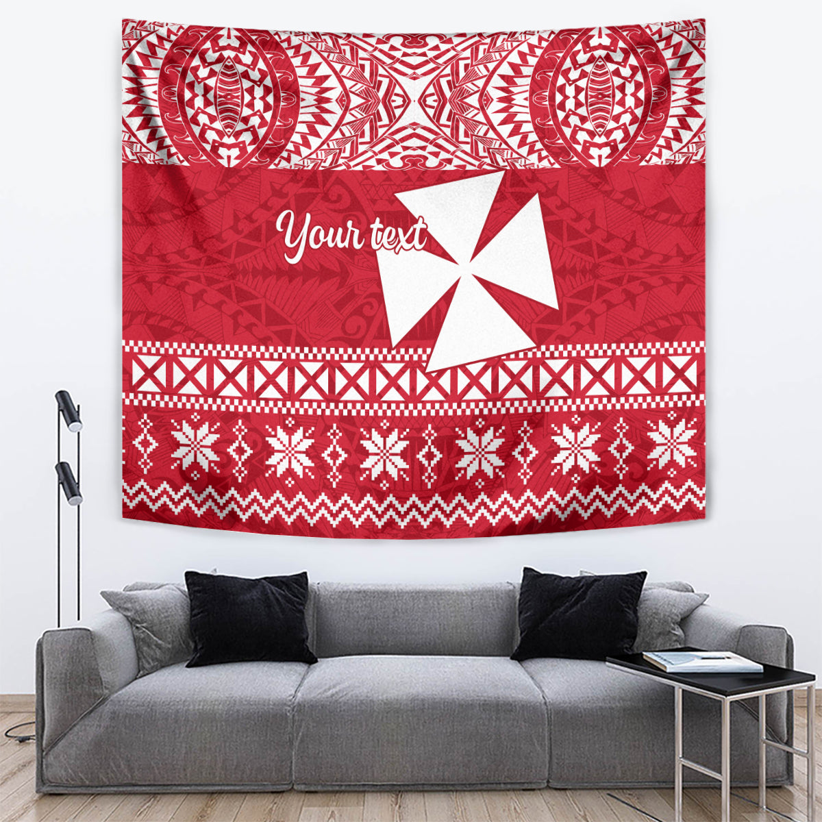 Personalised Wallis and Futuna Christmas Tapestry Polynesian Tribal LT9 - Polynesian Pride
