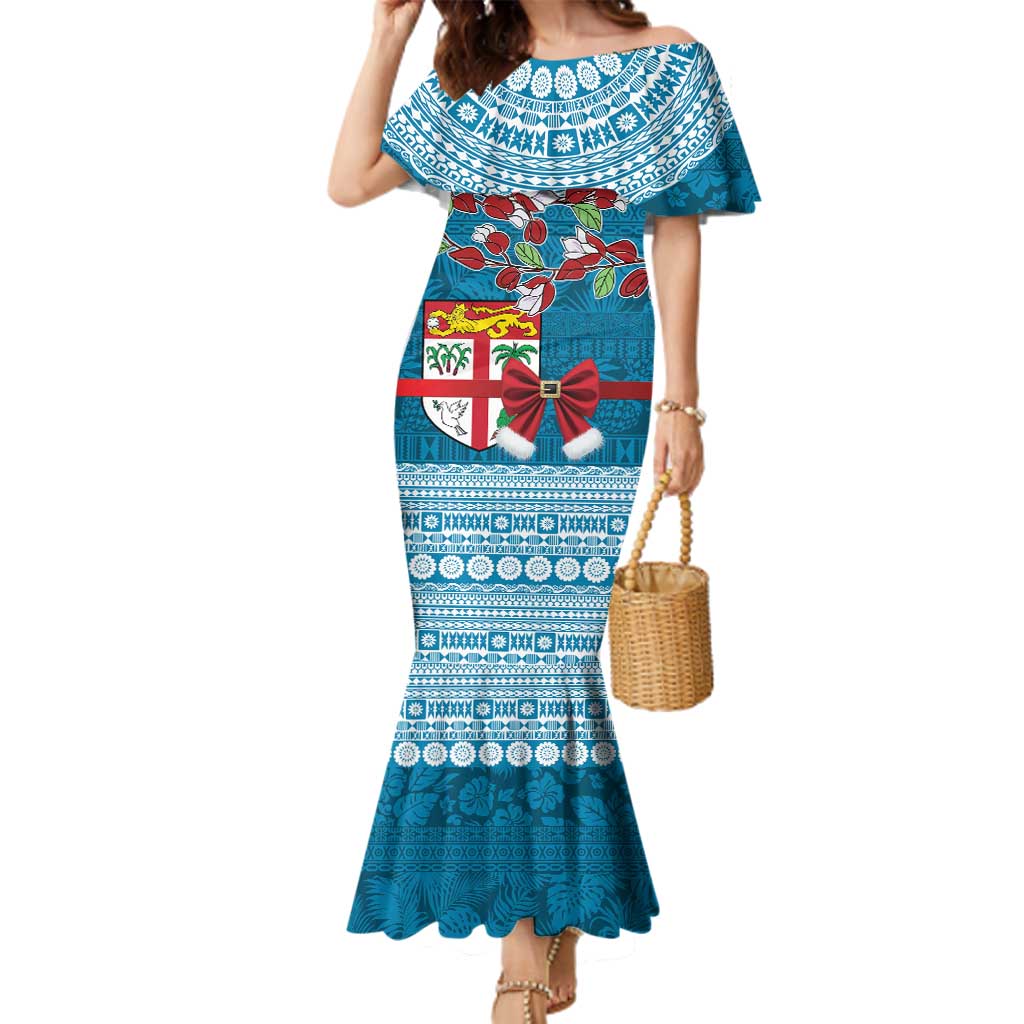 Fijian Tagimoucia Flowers Family Matching Mermaid Dress and Hawaiian Shirt Christmas Coquette bow