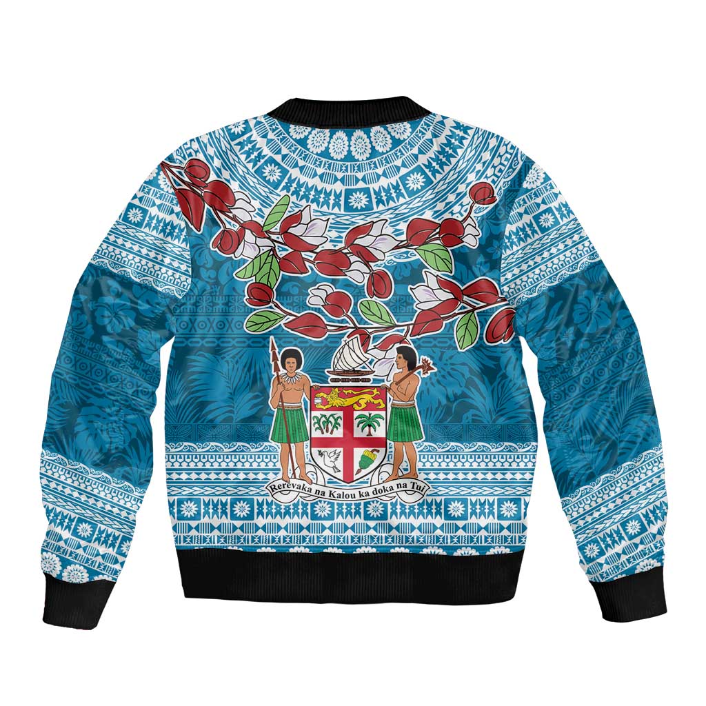 Fijian Tagimoucia Flowers Sleeve Zip Bomber Jacket Christmas Coquette bow