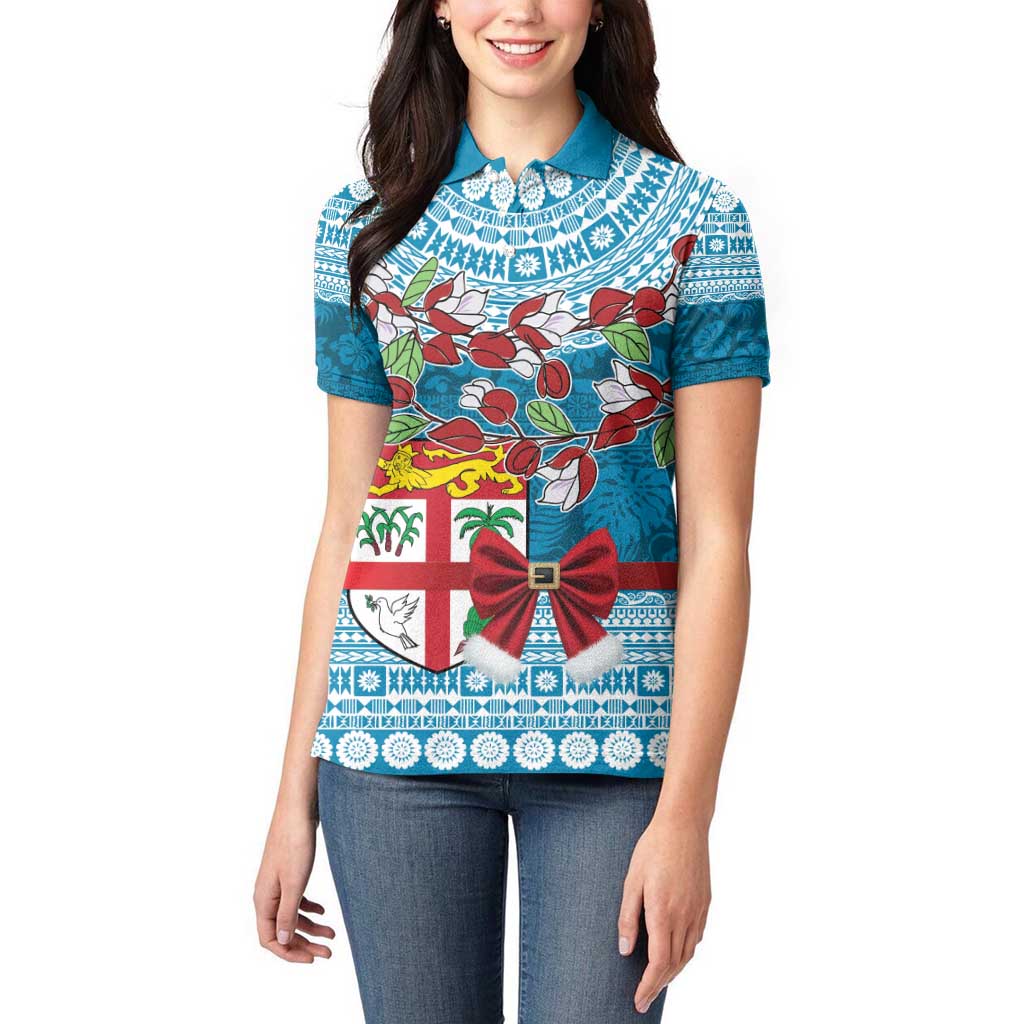Fijian Tagimoucia Flowers Women Polo Shirt Christmas Coquette bow