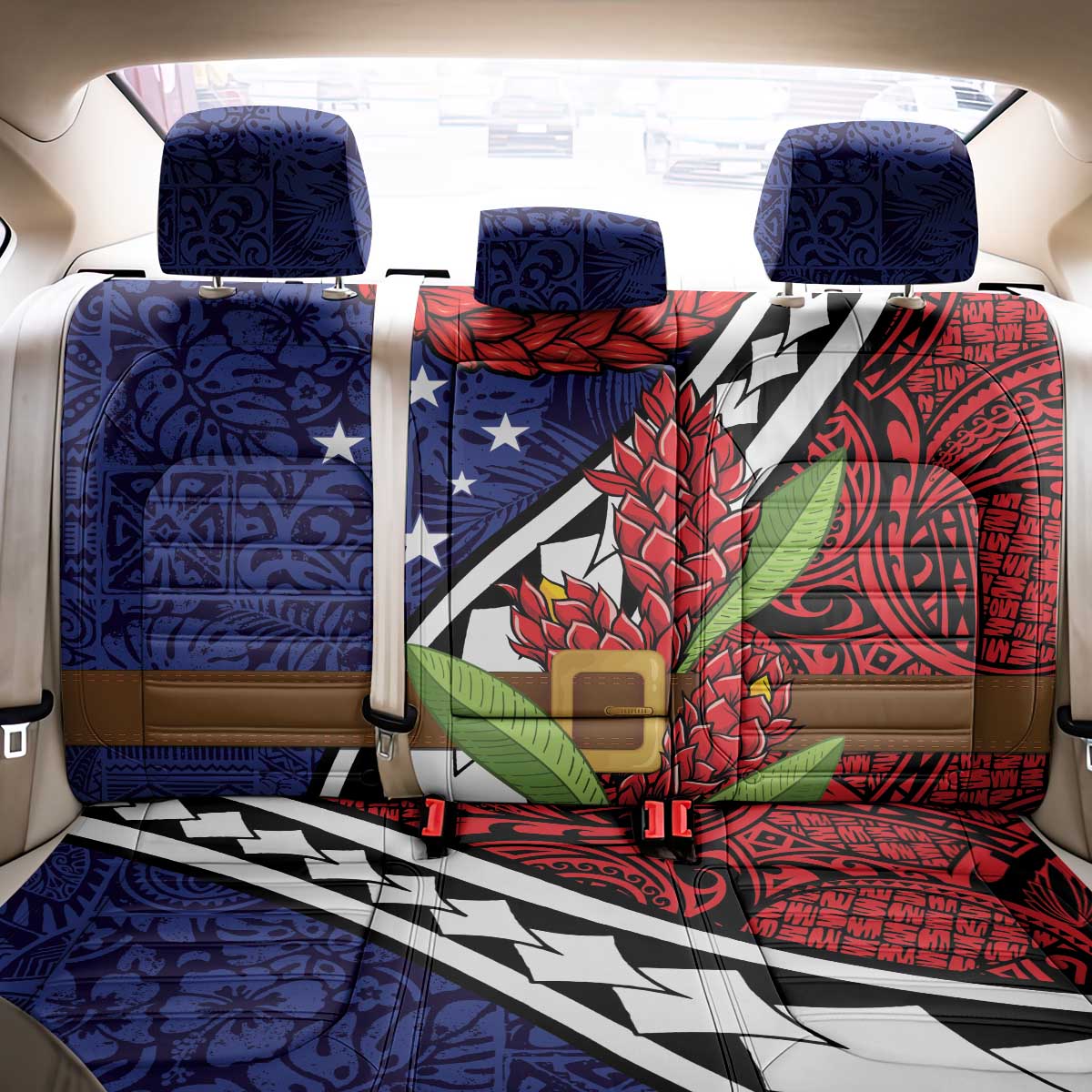 Samoan Ula Fala Flowers Back Car Seat Cover Christmas Santa Belt