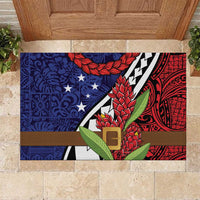Samoan Ula Fala Flowers Rubber Doormat Christmas Santa Belt LT9 Red - Polynesian Pride