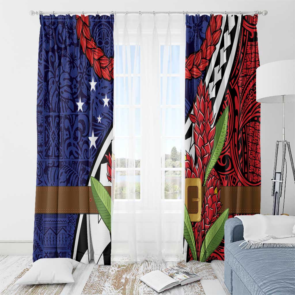 Samoan Ula Fala Flowers Window Curtain Christmas Santa Belt